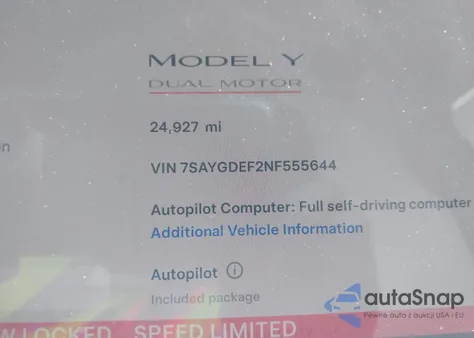 2022 Tesla Model Y Performance Dual Motor All-Wheel Drive from USA, damaged, VIN 7SAYGDEF2NF555644